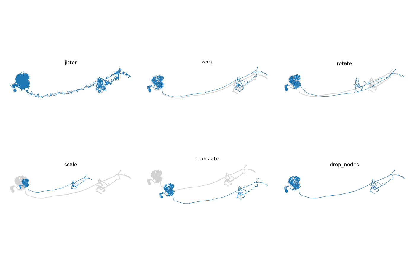 jitter, warp, rotate, scale, translate, drop_nodes